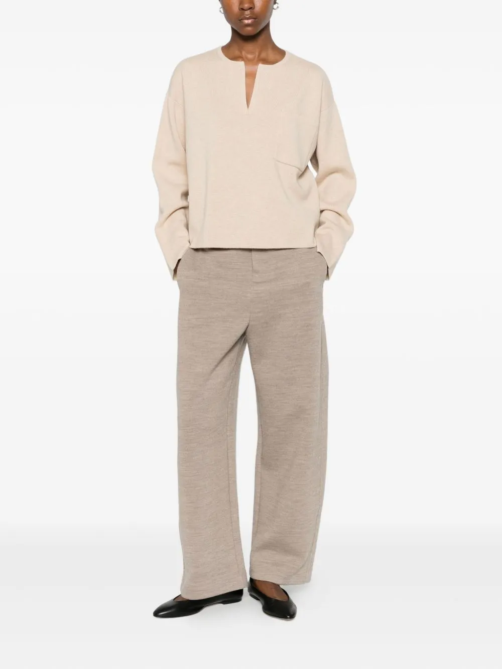 V-Neck Sweater In Cashmere Wool sold by Wanan Luxury product image thumbnail 3