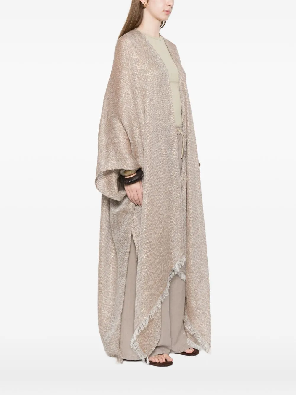 Fringed Linen Poncho sold by Wanan Luxury product image thumbnail 5