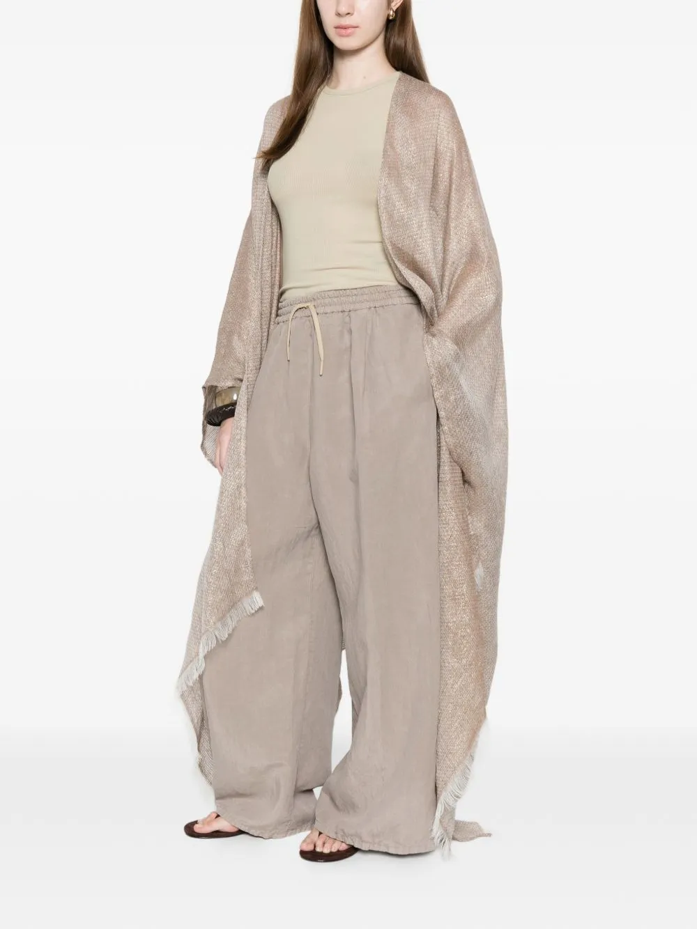 Fringed Linen Poncho sold by Wanan Luxury product image thumbnail 2