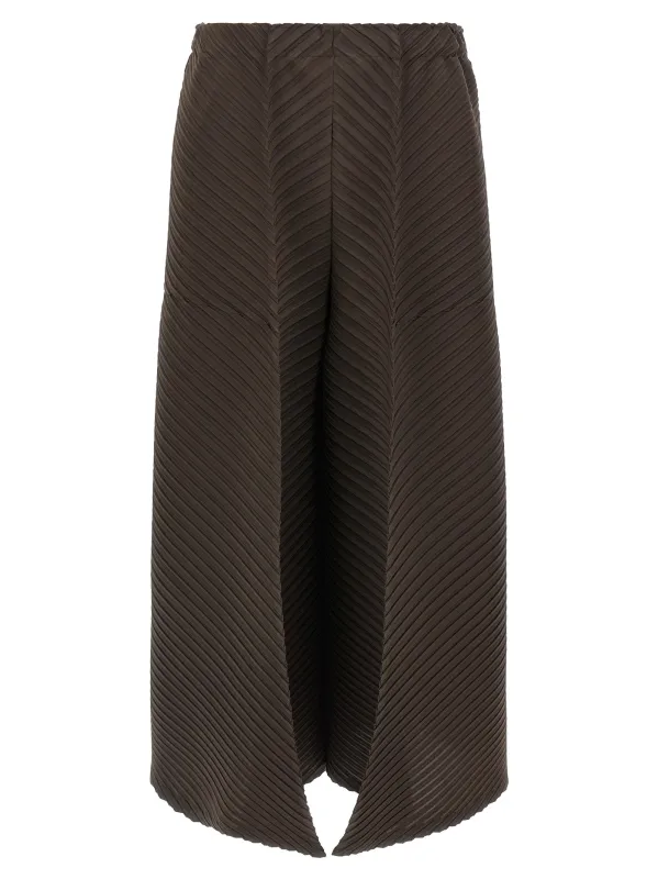 Plaster Pleats Solid Pants Brown sold by Wanan Luxury