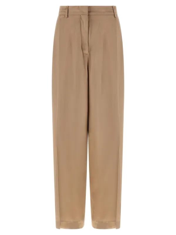 Liquid Satin Pants Beige made by Fabiana Filippi