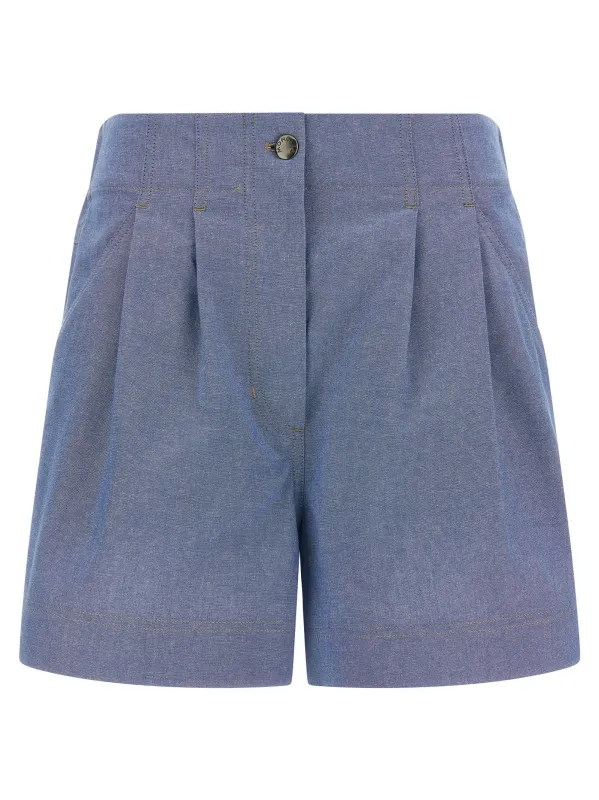 Chambray Cotton Shorts Bermuda And Short Light Blue sold by Wanan Luxury