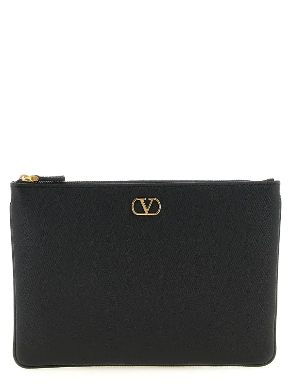 Valentino Garavani Vlogo Medium Bag Clutch Black sold by Wanan Luxury