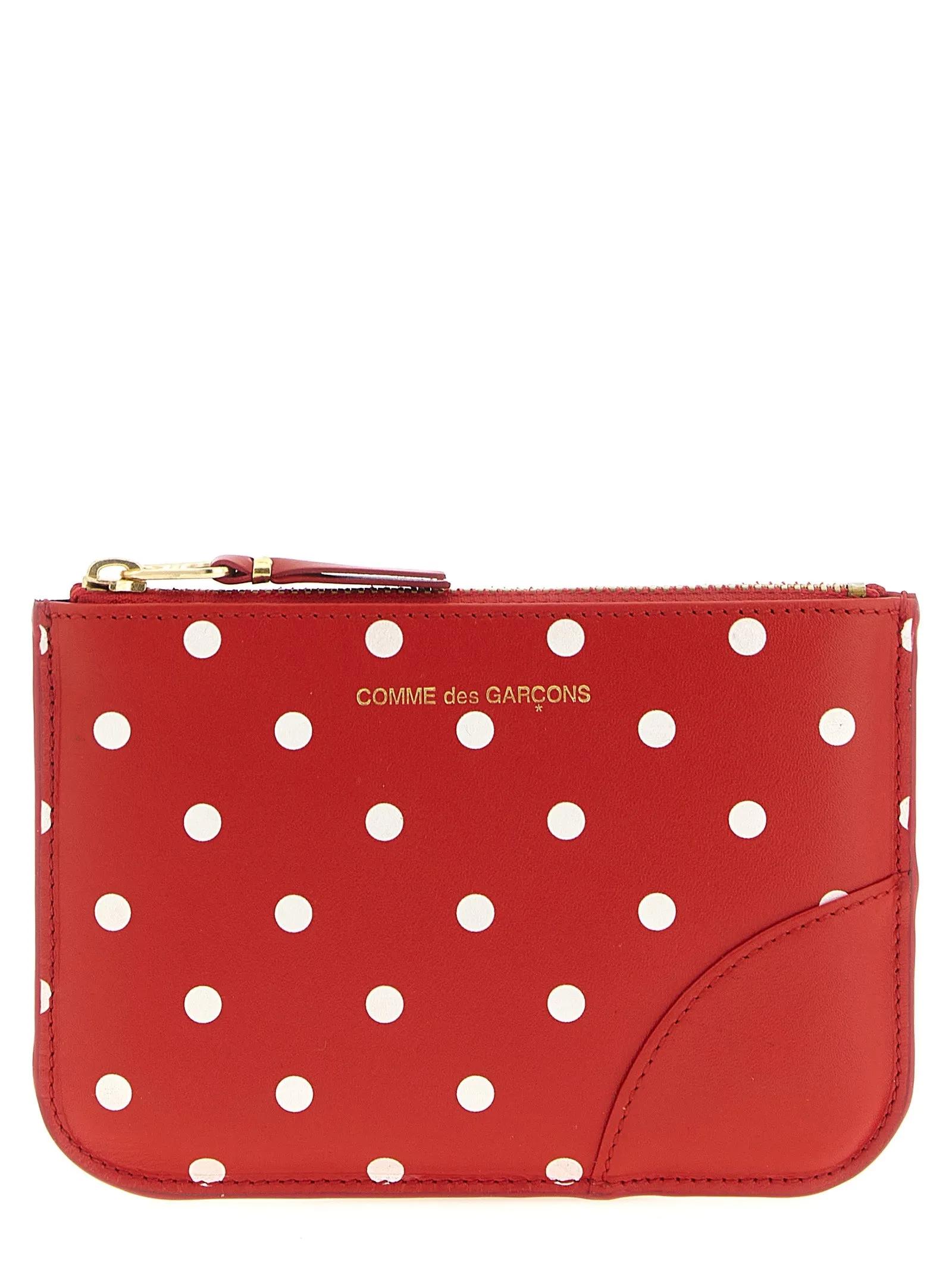 Polka Dots Printed Card Holder Wallets And Card Holders Red sold by Wanan Luxury