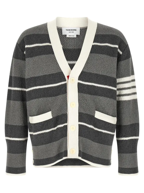 Striped Cardigan Sweaters And Cardigans Gray made by Thom Browne