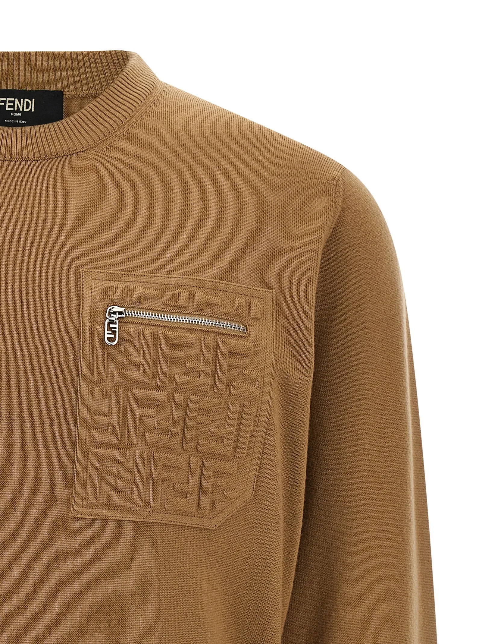 Ff Pocket Sweater Sweaters And Cardigans Beige sold by Wanan Luxury product image thumbnail 3