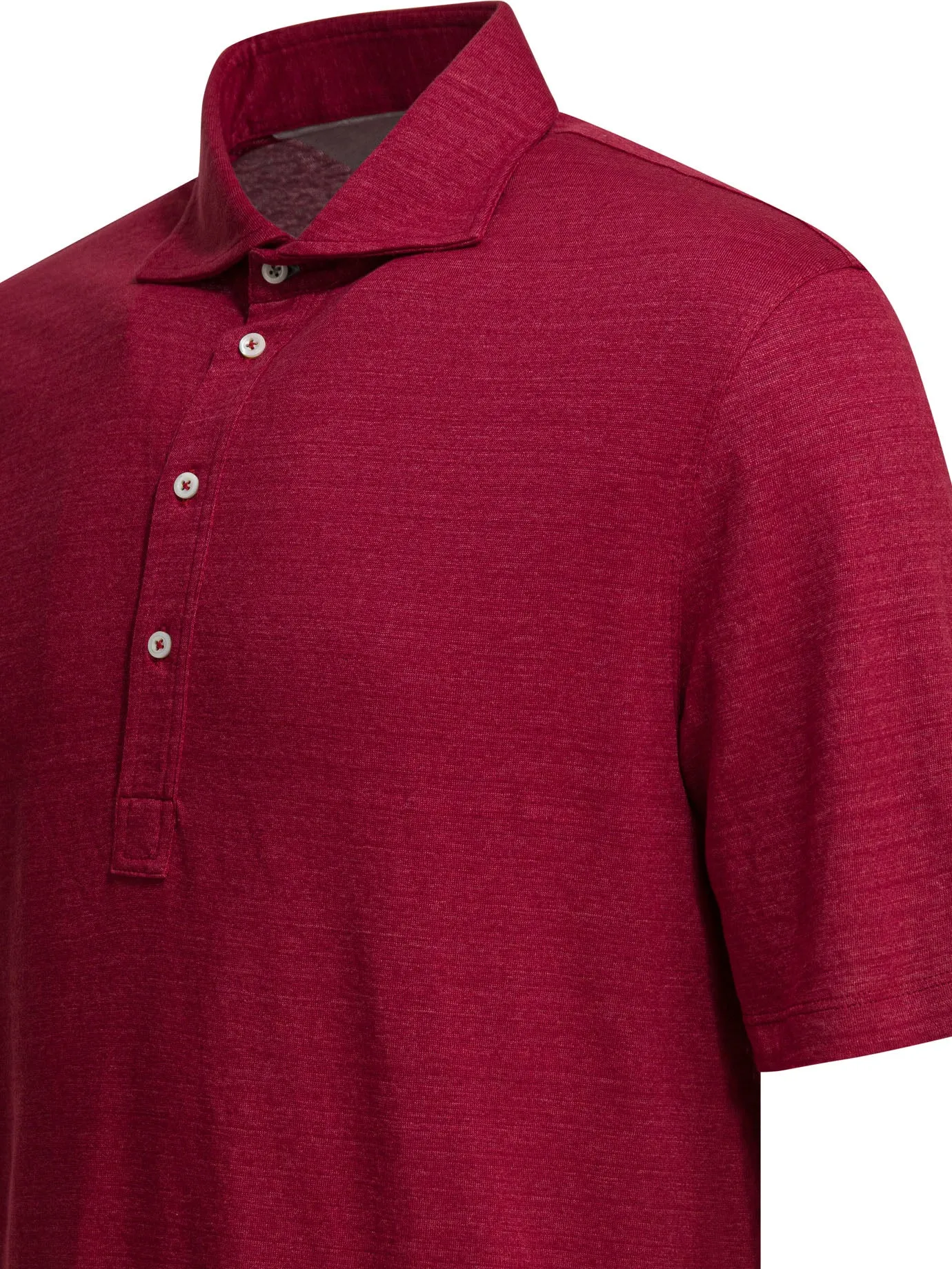 Linen And Cotton MéLange Jersey Polo Shirt Polo Shirts Red sold by Wanan Luxury product image thumbnail 4