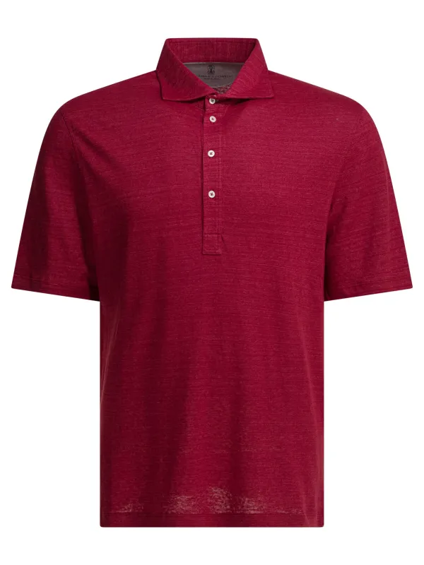 Linen And Cotton MéLange Jersey Polo Shirt Polo Shirts Red sold by Wanan Luxury