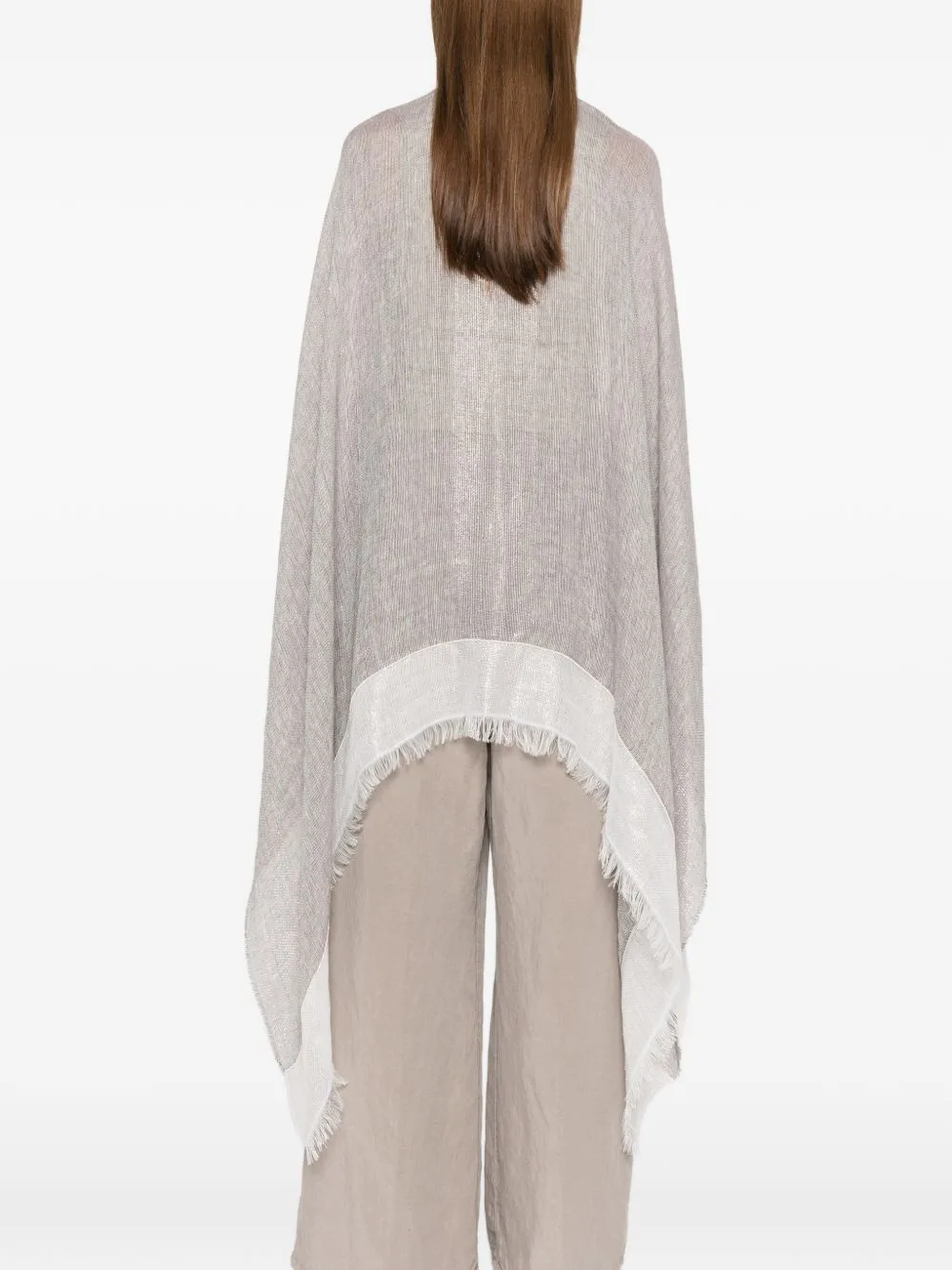 Fringed Linen Poncho sold by Wanan Luxury product image thumbnail 2