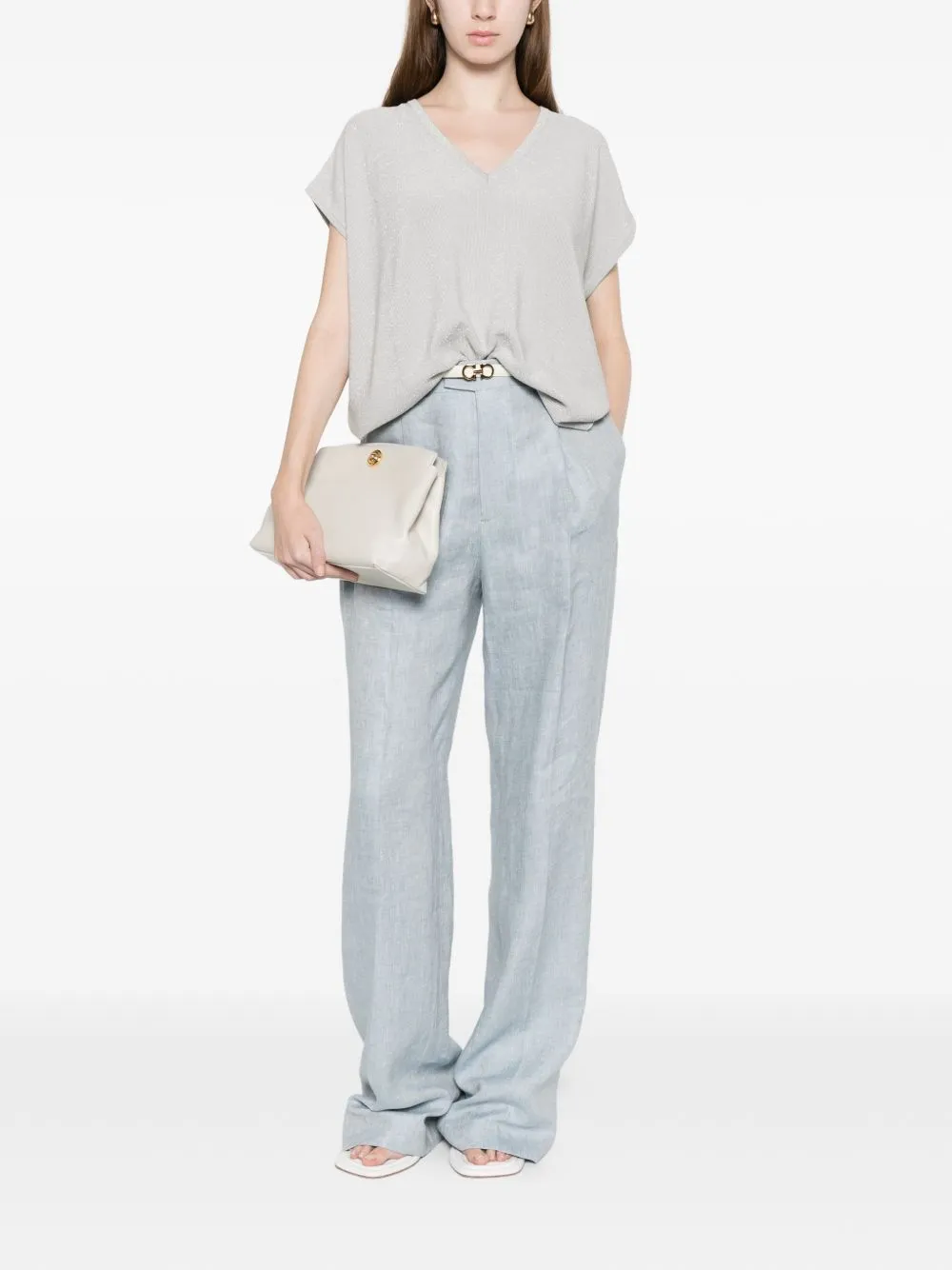 Cotton V-Necked Top sold by Wanan Luxury product image thumbnail 4