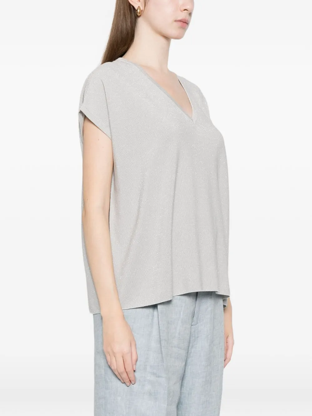 Cotton V-Necked Top sold by Wanan Luxury product image thumbnail 3