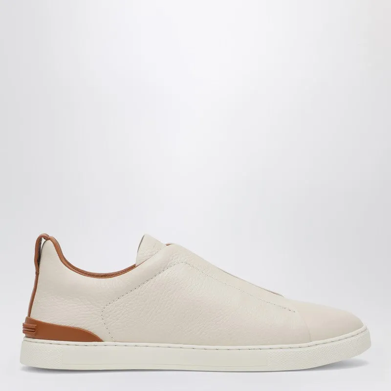 White Leather Triple Stitch Sneakers made by Ermenegildo Zegna