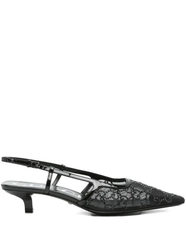 Crystal Embellished Slingback Pumps made by Gucci