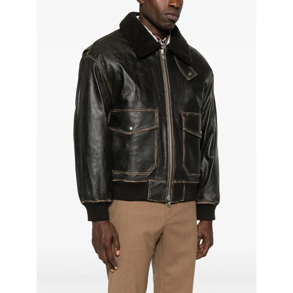 Leather Outerwears Brown sold by Wanan Luxury product image thumbnail 3