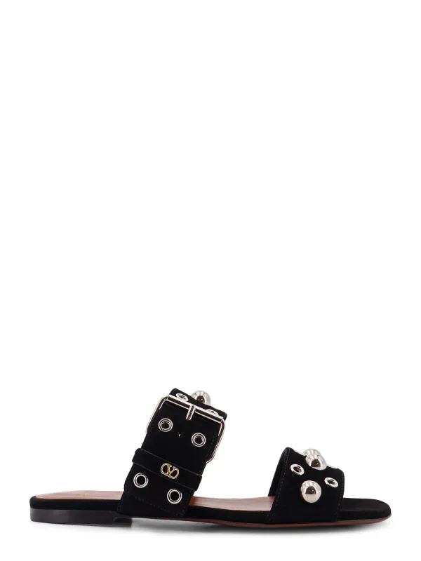 Suede Sandals With Side Metal Vlogo sold by Wanan Luxury