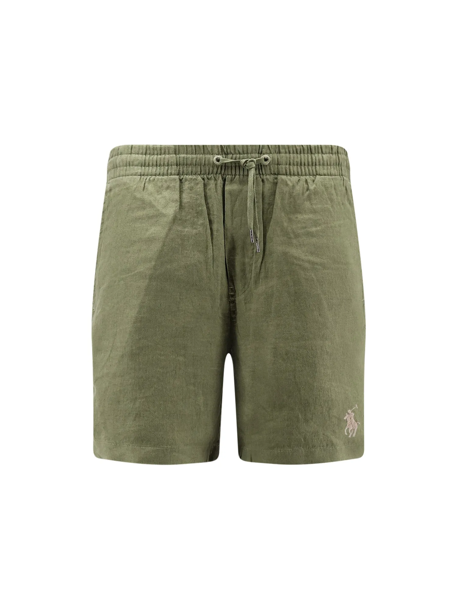 Linen Bermuda Shorts With Embroidered Logo sold by Wanan Luxury