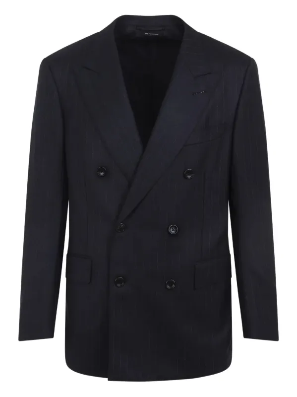 Double-Breasted Pinstripe Blazer sold by Wanan Luxury