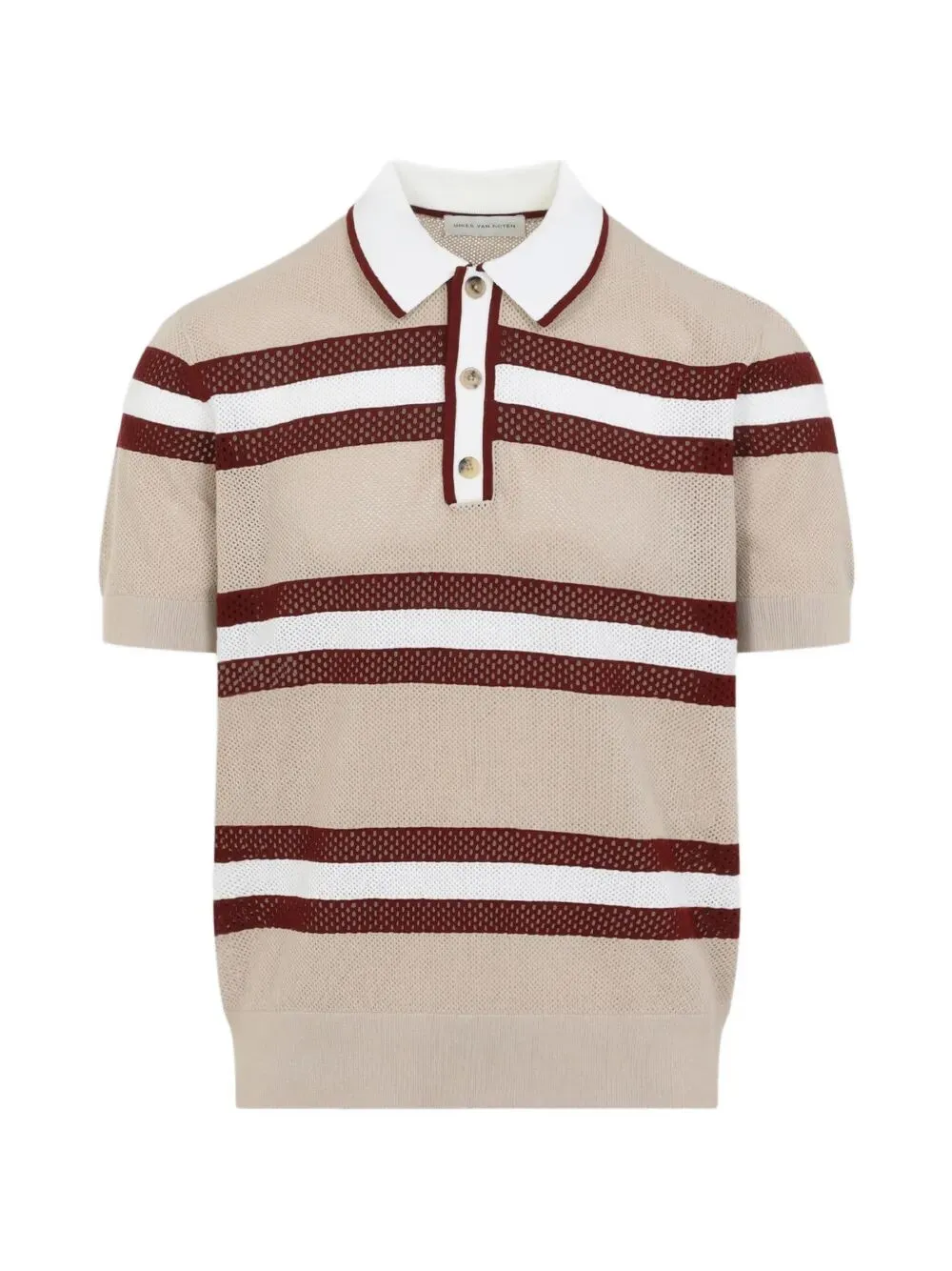 Mercy Viscose Mesh Tricolor Striped Polo Shirt sold by Wanan Luxury