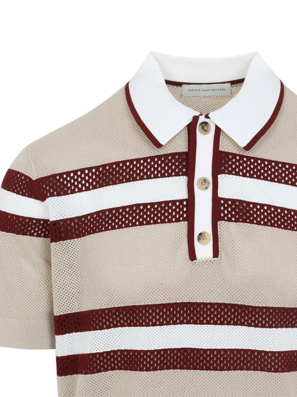 Mercy Viscose Mesh Tricolor Striped Polo Shirt sold by Wanan Luxury product image thumbnail 3