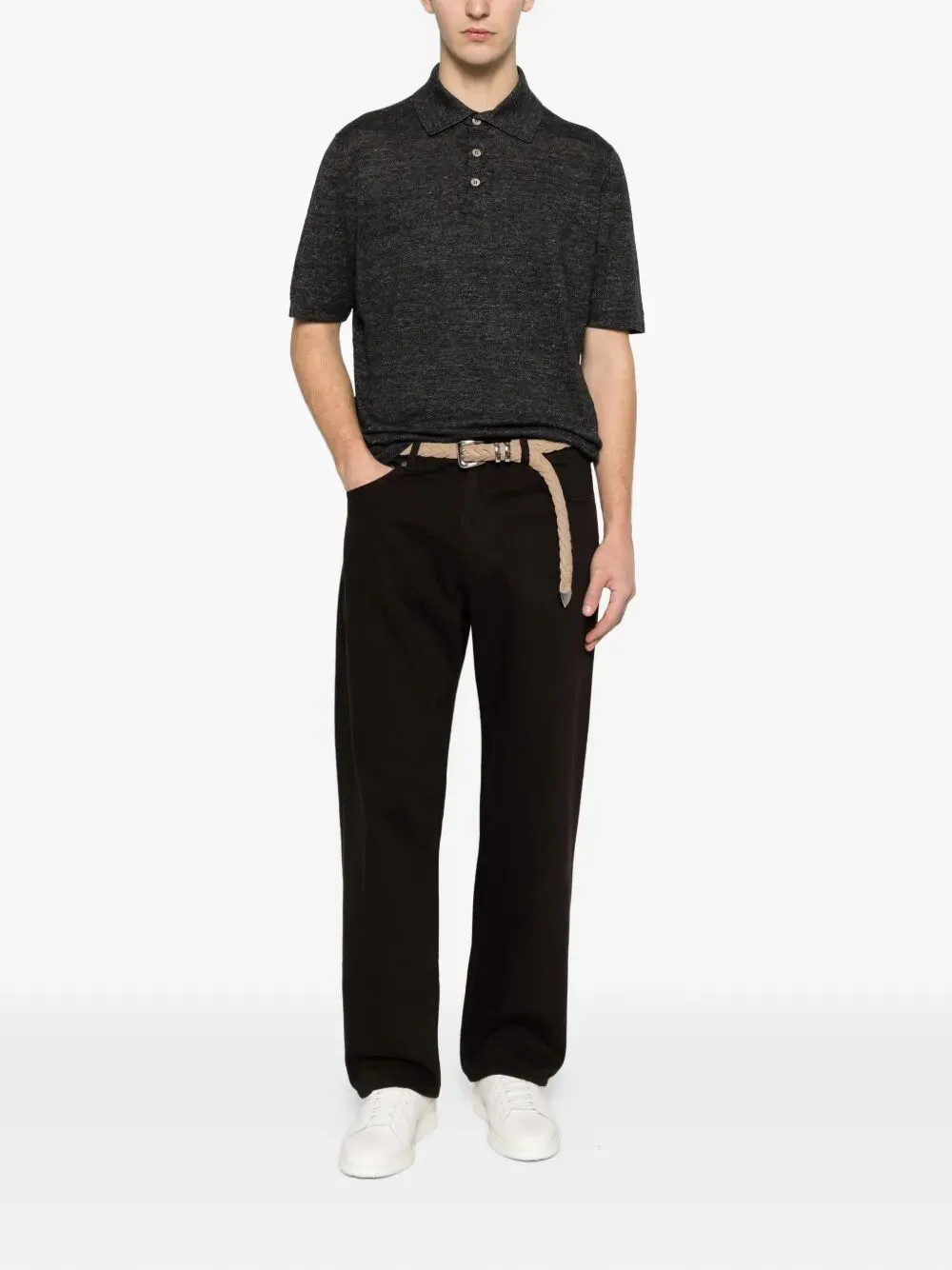 Linen And Cotton Knit Polo sold by Wanan Luxury product image thumbnail 5