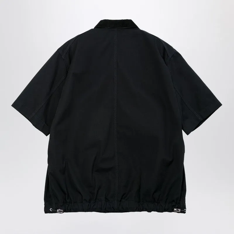 Black Short-Sleeve Cotton Canvas Shirt sold by Wanan Luxury product image thumbnail 2
