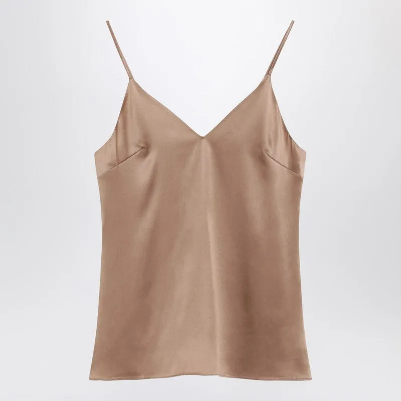 Light Beige Silk-Blend Tank Top sold by Wanan Luxury