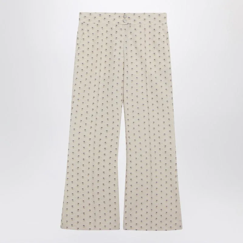 Ivory Trousers With Floral Pattern made by Valentino
