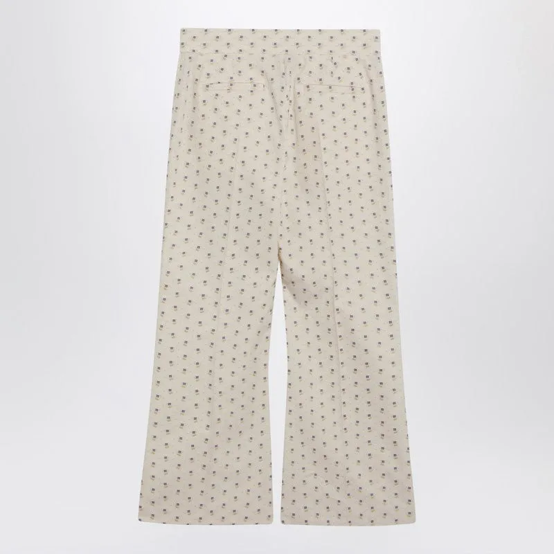 Ivory Trousers With Floral Pattern sold by Wanan Luxury product image thumbnail 2