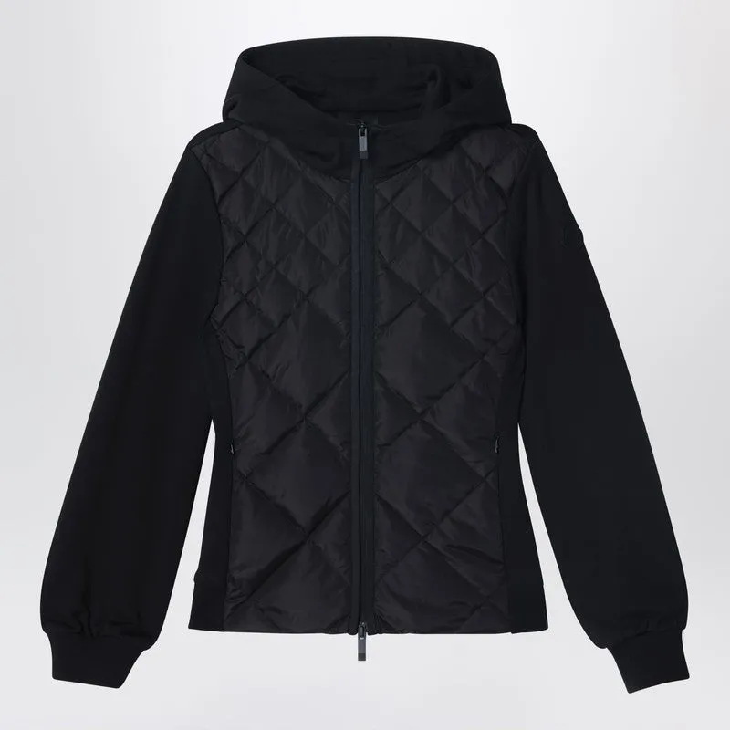 Black Padded Zip-Up Cotton Cardigan sold by Wanan Luxury