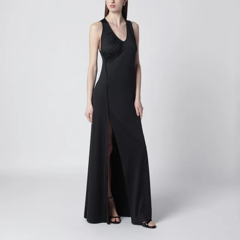 Long Black Jersey Dress With Slit sold by Wanan Luxury