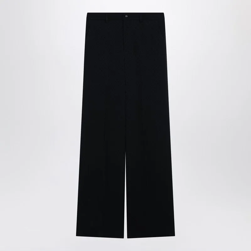 Blue Jacquard Silk-Blend Trousers sold by Wanan Luxury