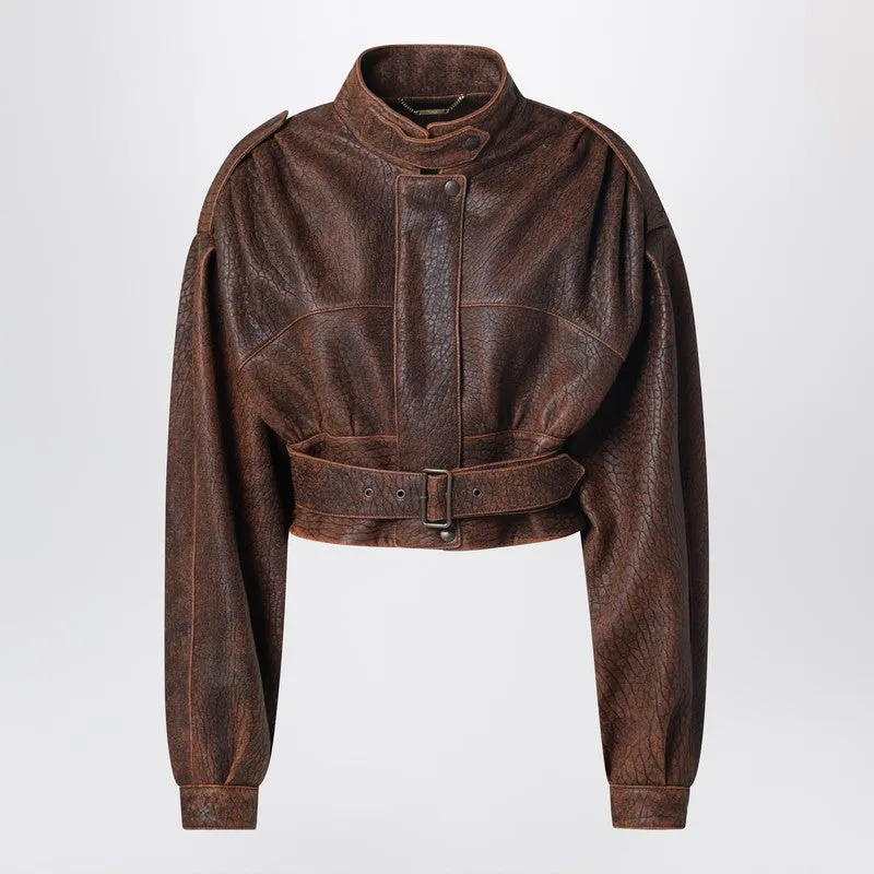 Brown Belted Jacket With Vintage Effect sold by Wanan Luxury