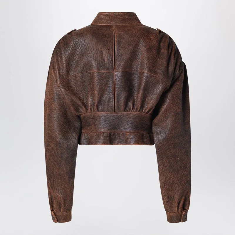 Brown Belted Jacket With Vintage Effect sold by Wanan Luxury product image thumbnail 2