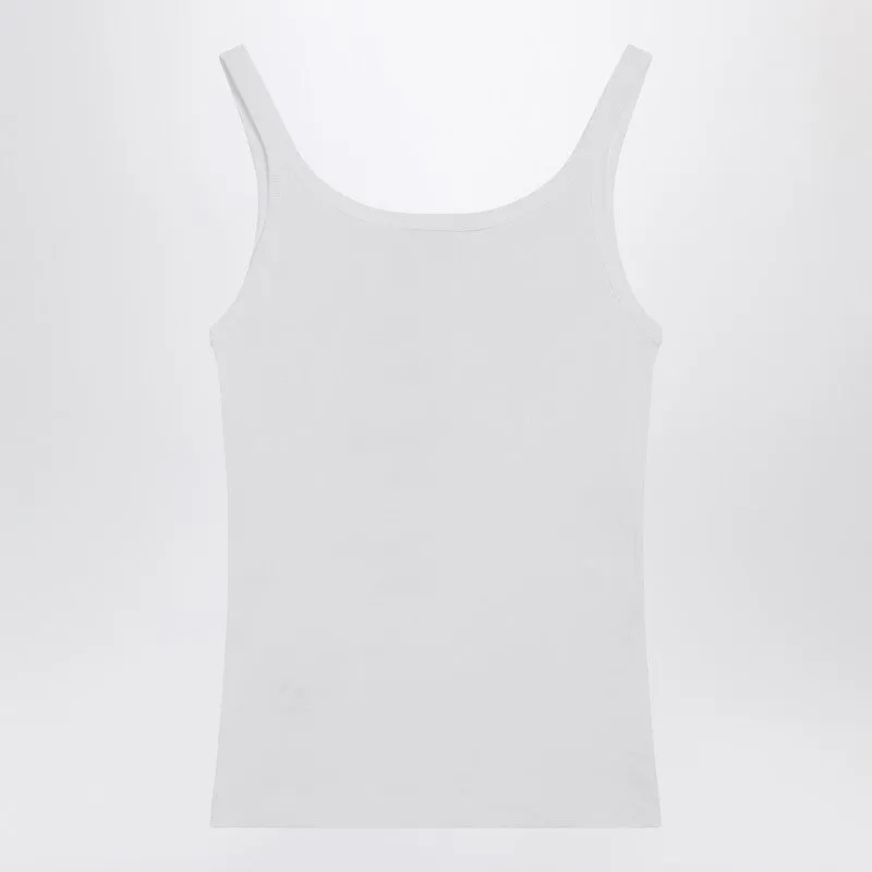 White Tank Top With Logo Embroidery sold by Wanan Luxury product image thumbnail 2