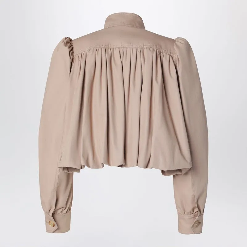 Beige Gathered Bouclé Jacket In Cotton Canvas sold by Wanan Luxury product image thumbnail 2