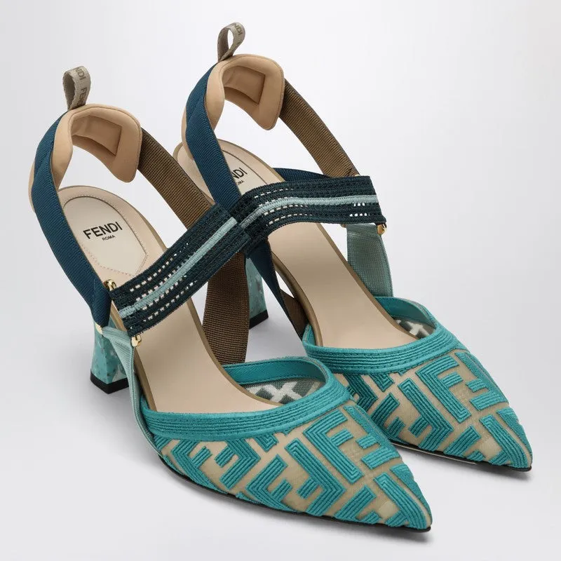 Nudo Dark Giada Slingback In Burgundy Ff Fabric made by Fendi