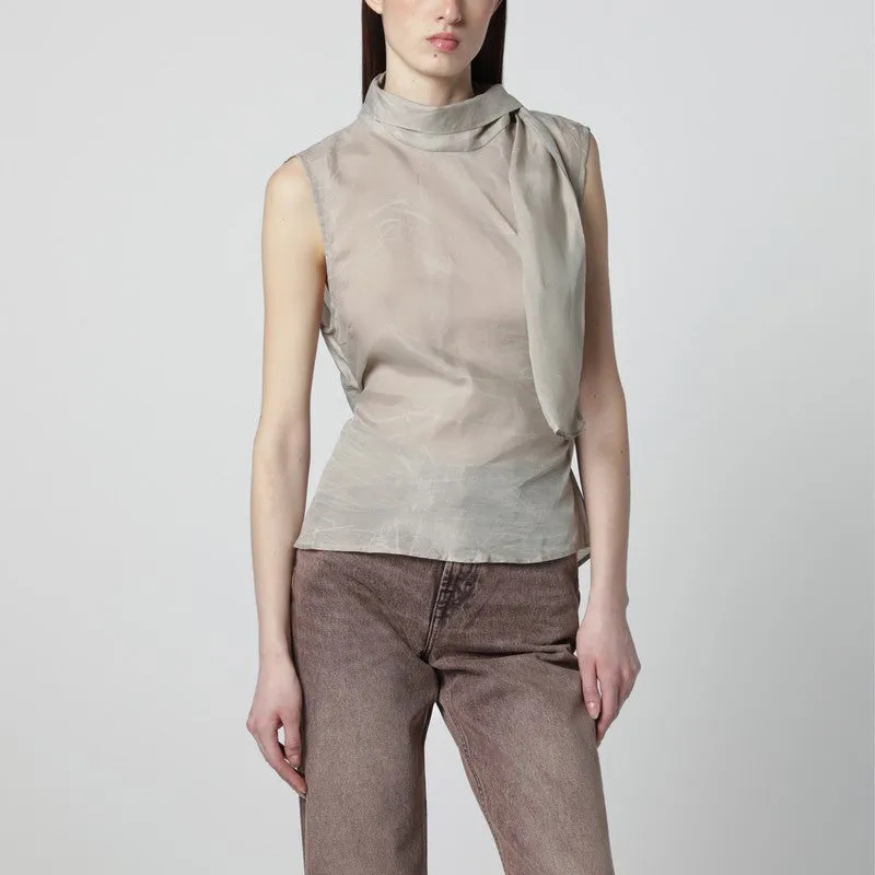 Grey Virtuous Waxed Cupro Top sold by Wanan Luxury