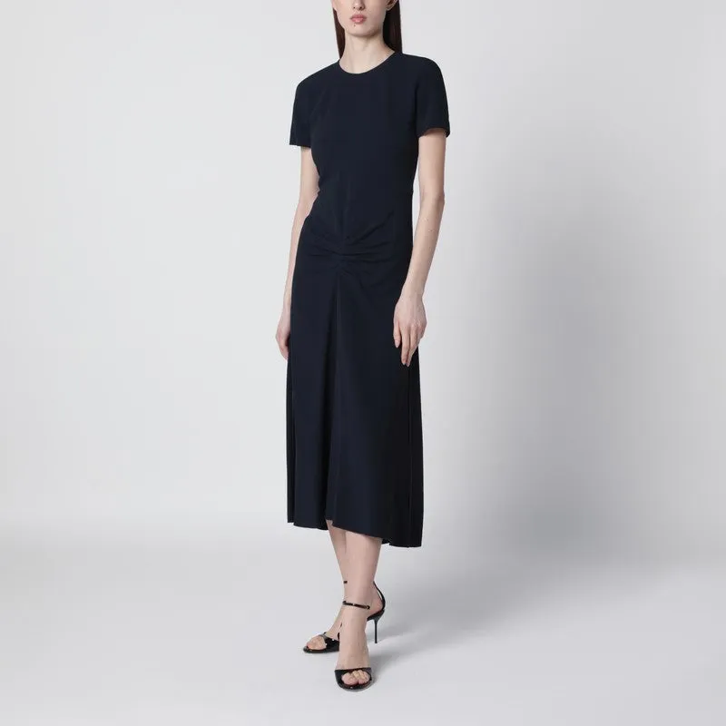Blaire Dress With Gathered Waist In Navy Blue made by Victoria Beckham