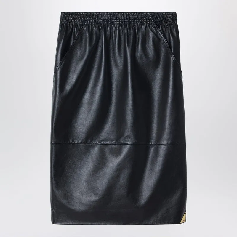 Black Pencil Skirt In Plongé Nappa Leather sold by Wanan Luxury