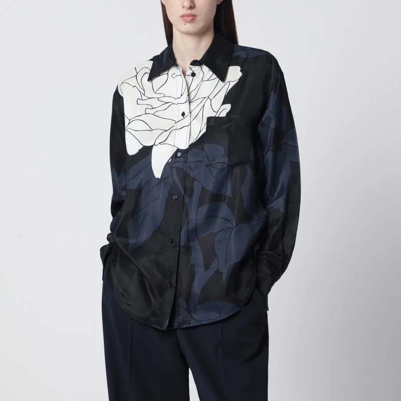 Navy Blue Shirt With Floral Pattern sold by Wanan Luxury