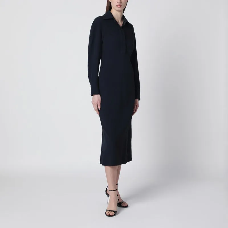 Navy Blue Midi Shirt Dress sold by Wanan Luxury