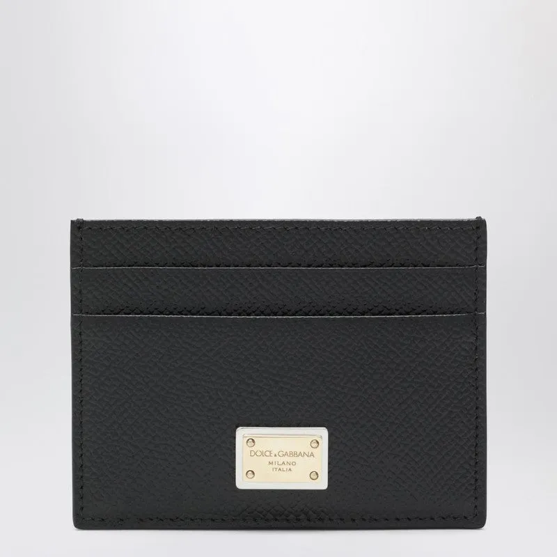 Black Leather Card Holder With Logo Plaque sold by Wanan Luxury