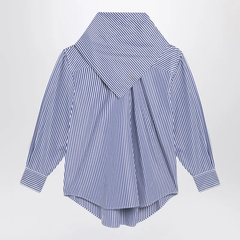 Blue Striped Poplin Shirt With Scarf sold by Wanan Luxury