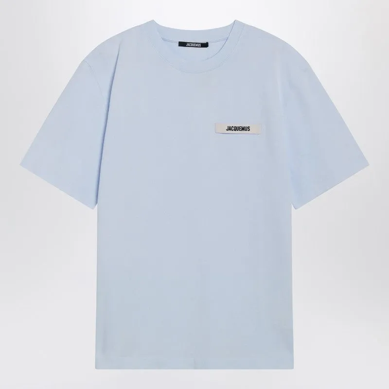 Light Blue T-Shirt With Gros Grain Logo sold by Wanan Luxury