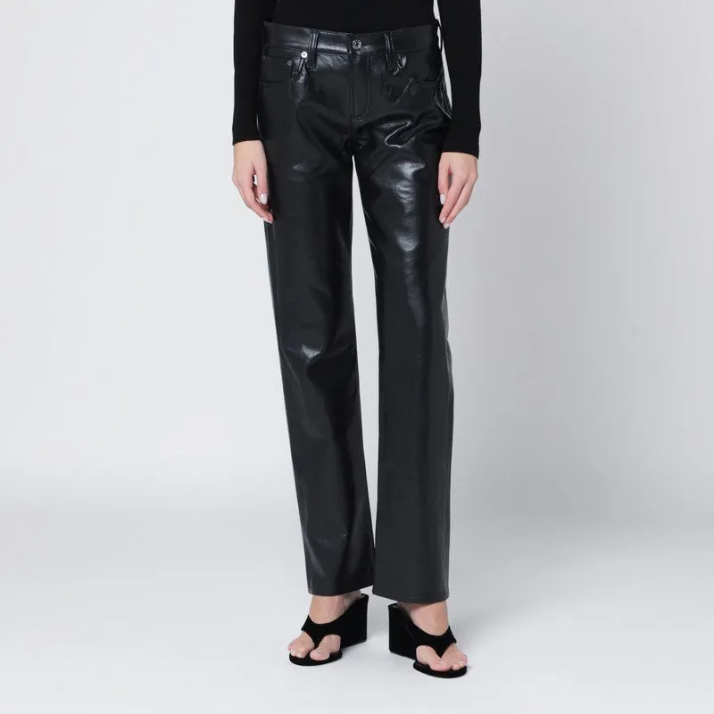 Black Faux Leather Trousers Low Rise Slim sold by Wanan Luxury