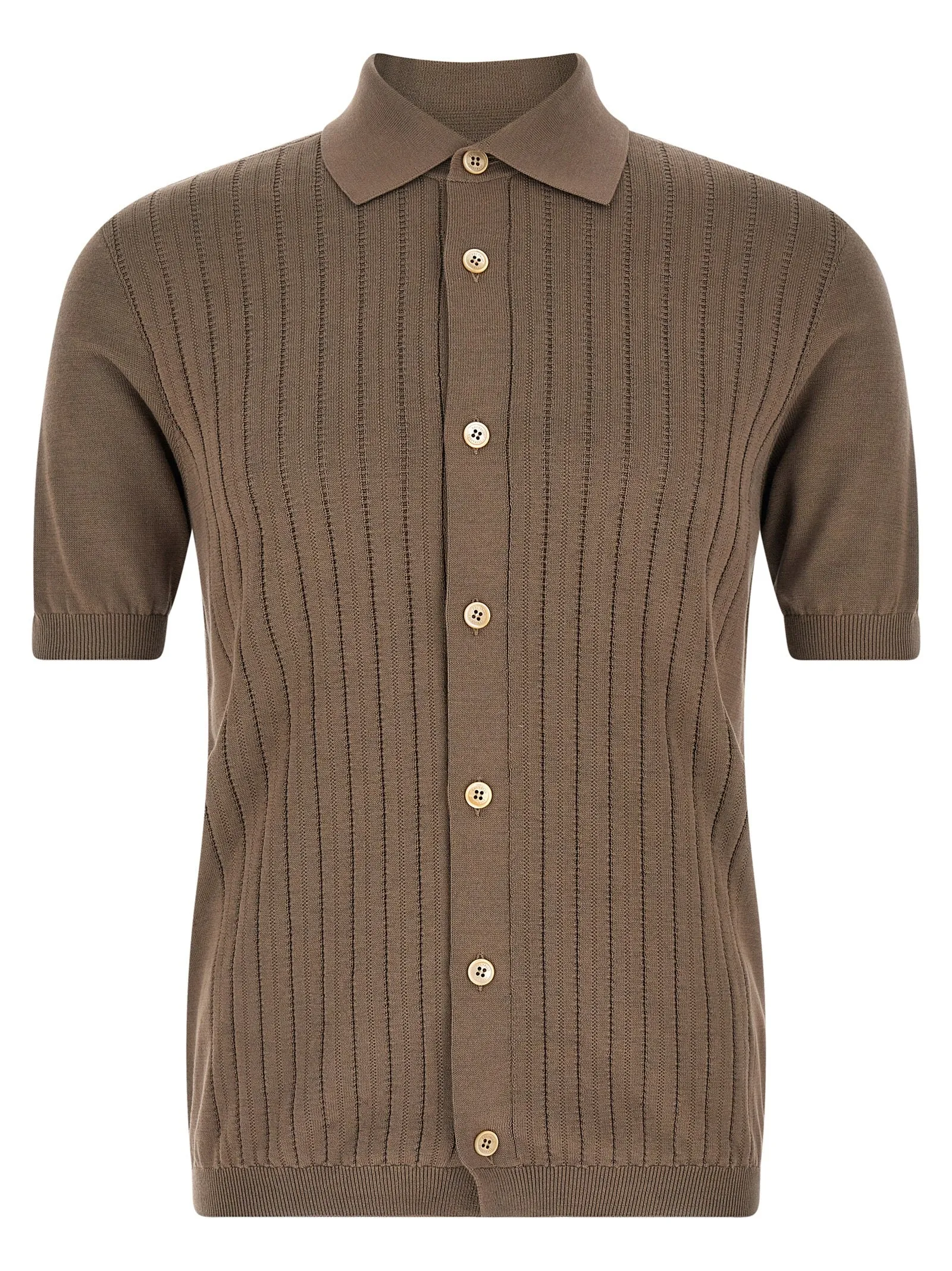 Operated Ribbed Shirt Shirt And Blouse Brown sold by Wanan Luxury