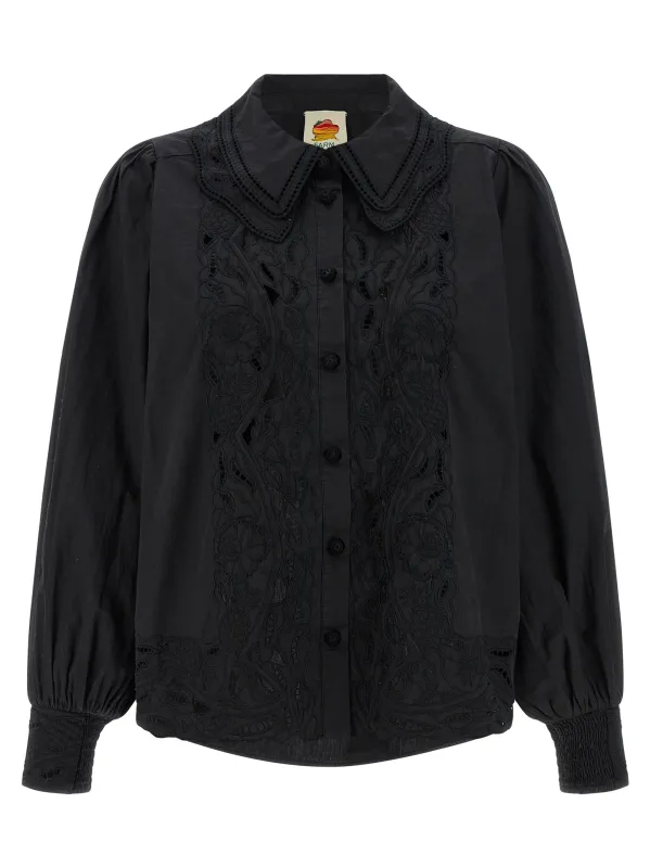 Black Embroidered Shirt And Blouse Black sold by Wanan Luxury