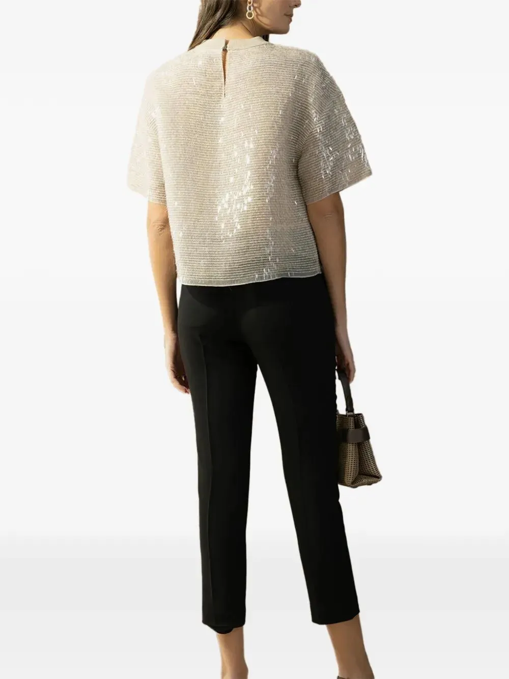 Dazzling Cascade Embroidery T-Shirt In Crispy Silk sold by Wanan Luxury product image thumbnail 3