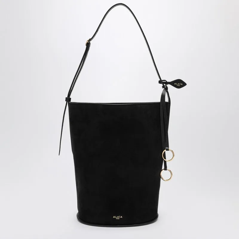 Hip Bucket Large Bag In Black Suede Leather sold by Wanan Luxury