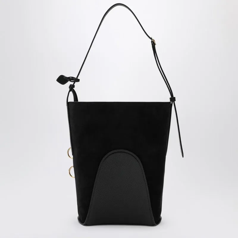 Hip Bucket Large Bag In Black Suede Leather sold by Wanan Luxury product image thumbnail 2